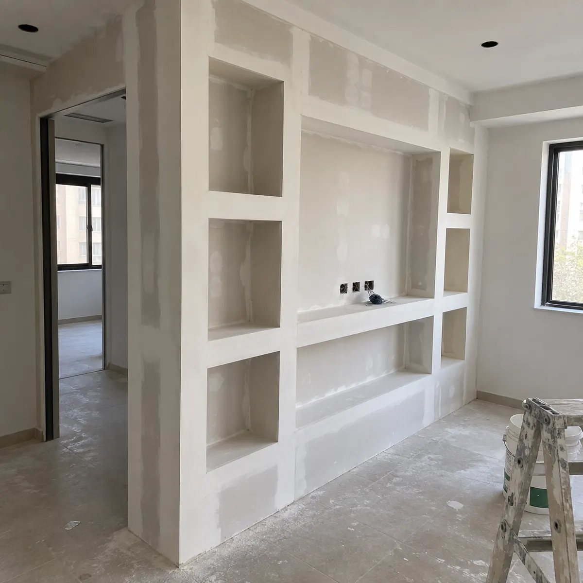Nichos y estantes de Durlock en obra en Almagro